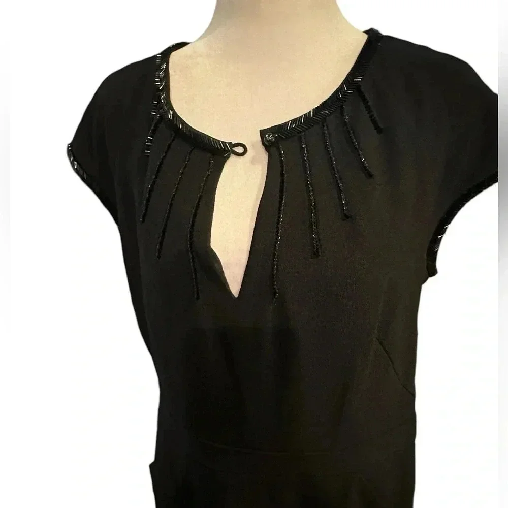 Tory Burch beaded black midi dress size 8